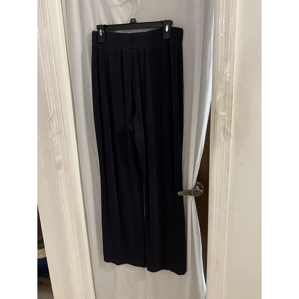 Chicos Travelers Blue/purple Wide Leg Pull On Pants Sz 1 Short/small Short